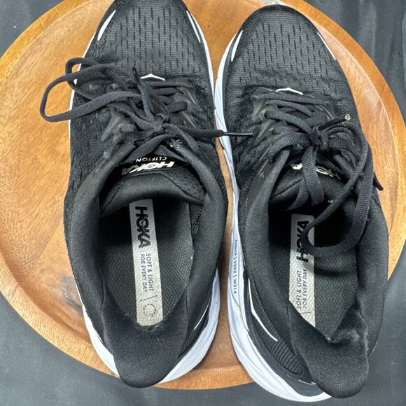 Hoka One One Clifton 8 Womens Size 7.5B 1119394 BWHT Black White Shoes Used - Picture 8 of 8